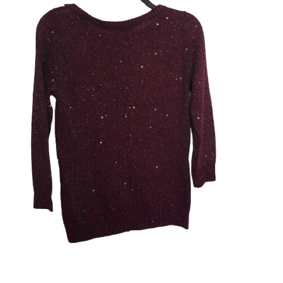 Chaps Red Wine Sparkle Knit Sweater – Size S, Festive & Cozy - Picture 2 of 7